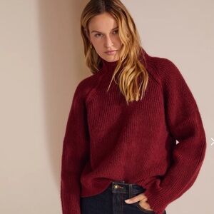NEW Favorite Daughter The Oma Wool-blend Sweater In Burgundy